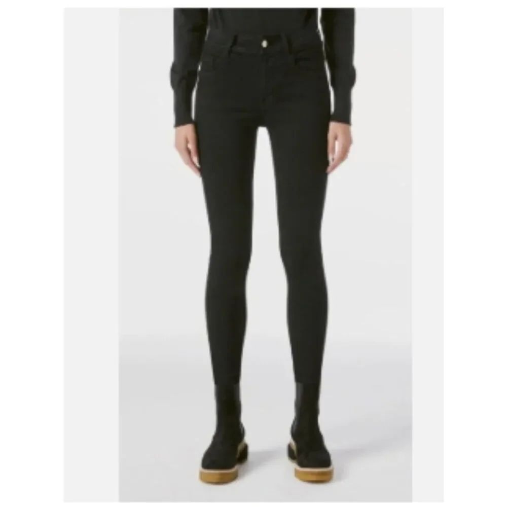 Like New! FRAME Le One Skinny Jeans Organic Cotton Blend Black Size 2